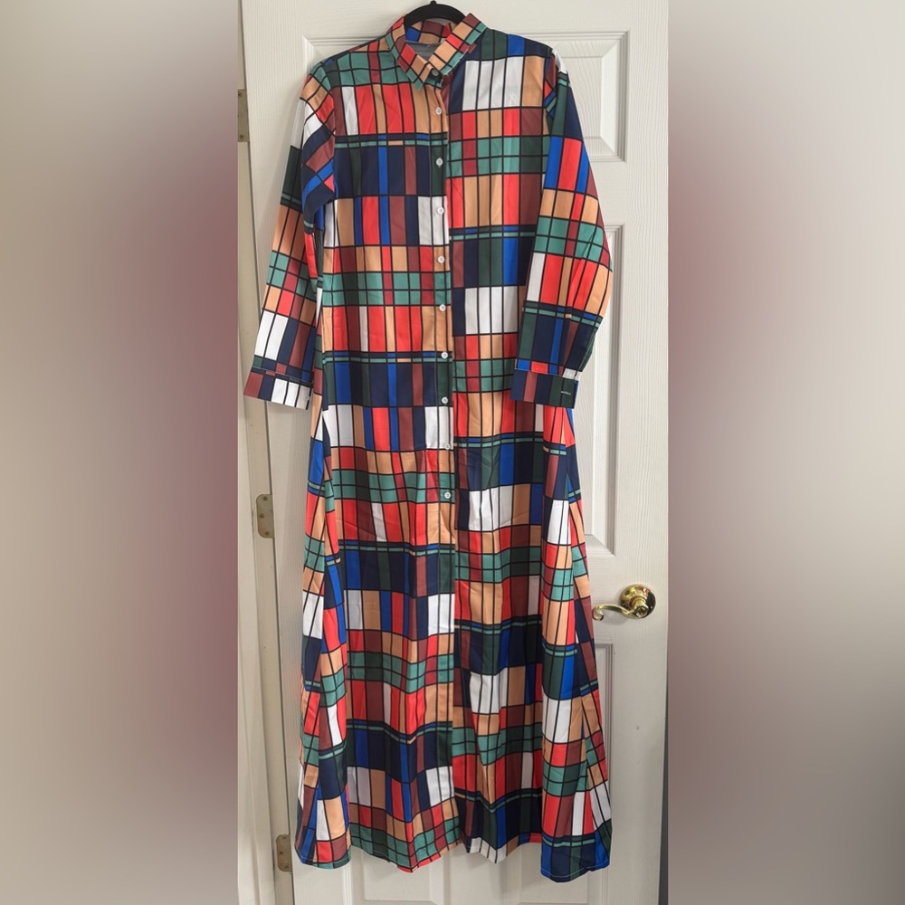 Plaid Multicolor Maxi Dress